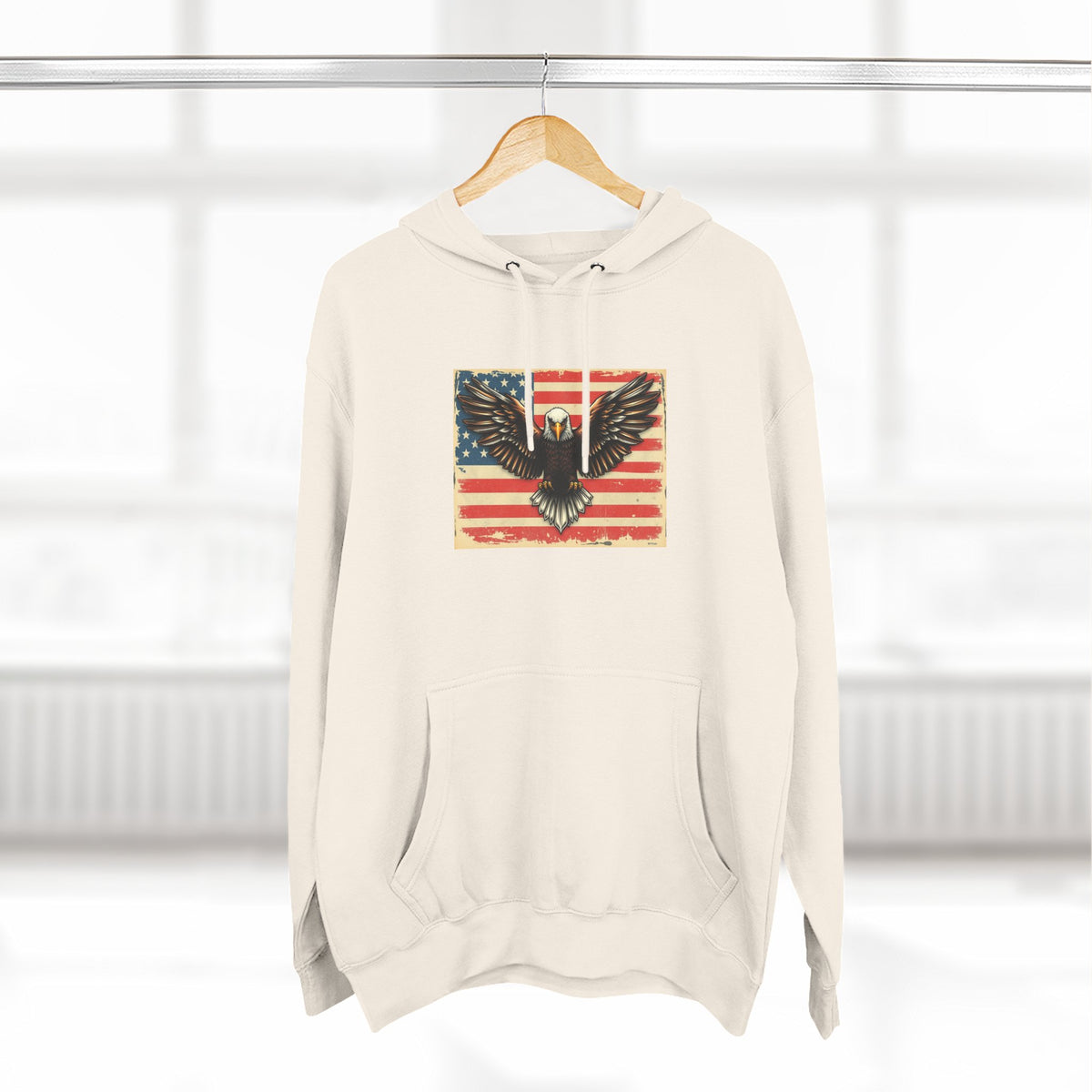 Patriotic Eagle Hoodie — Vintage American Flag Graphic