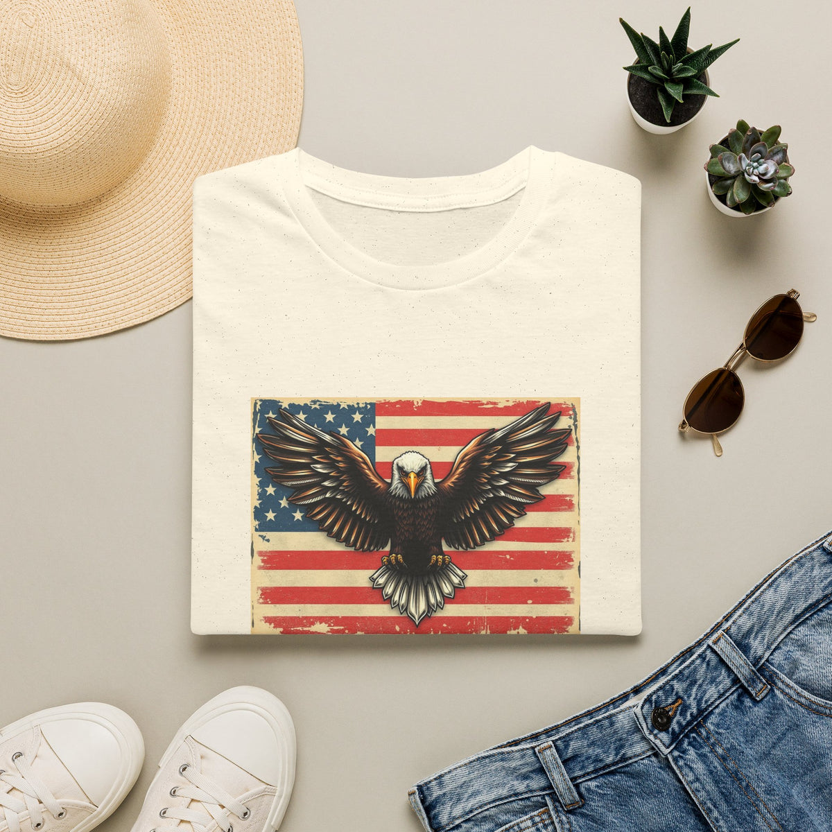 Bald Eagle American Flag T-Shirt — Vintage Patriotic Tee for 4th of July