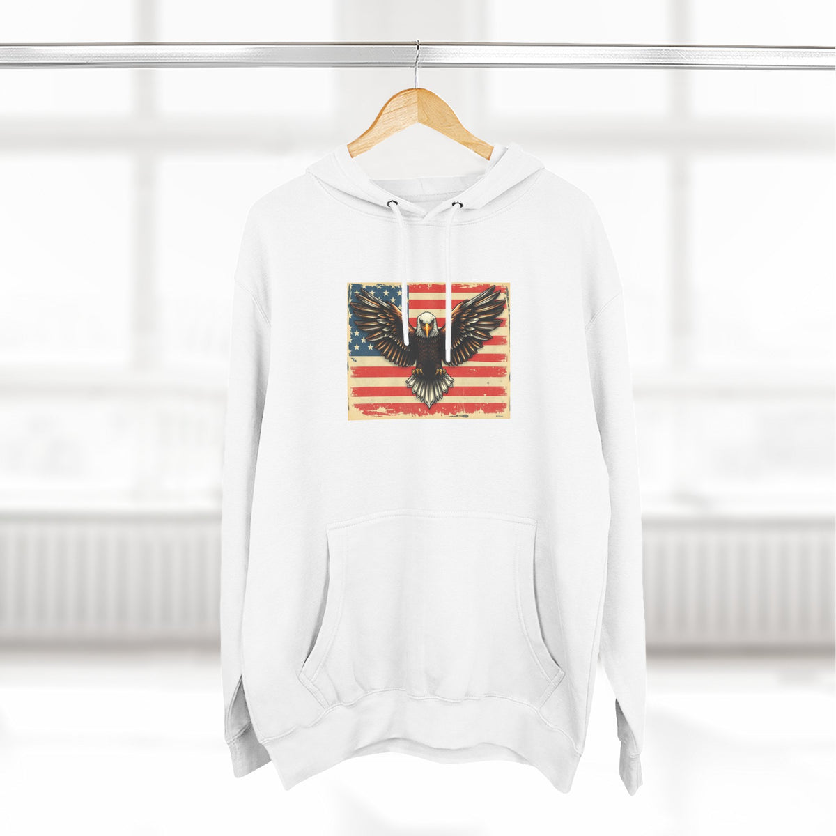 Patriotic Eagle Hoodie — Vintage American Flag Graphic