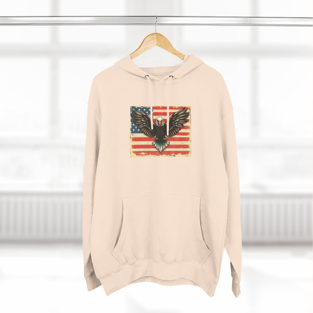 Patriotic Eagle Hoodie — Vintage American Flag Graphic