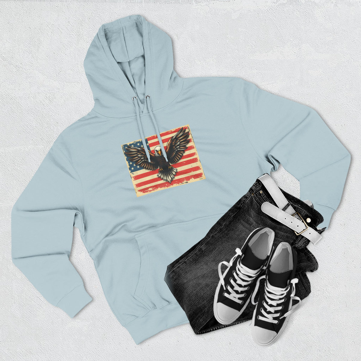Patriotic Eagle Hoodie — Vintage American Flag Graphic