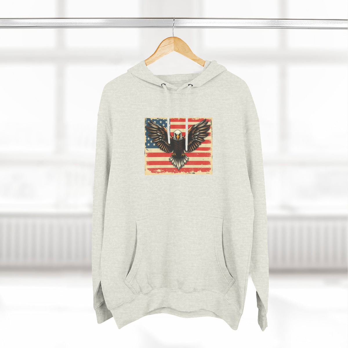 Patriotic Eagle Hoodie — Vintage American Flag Graphic
