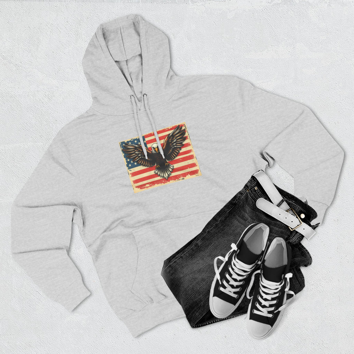 Patriotic Eagle Hoodie — Vintage American Flag Graphic