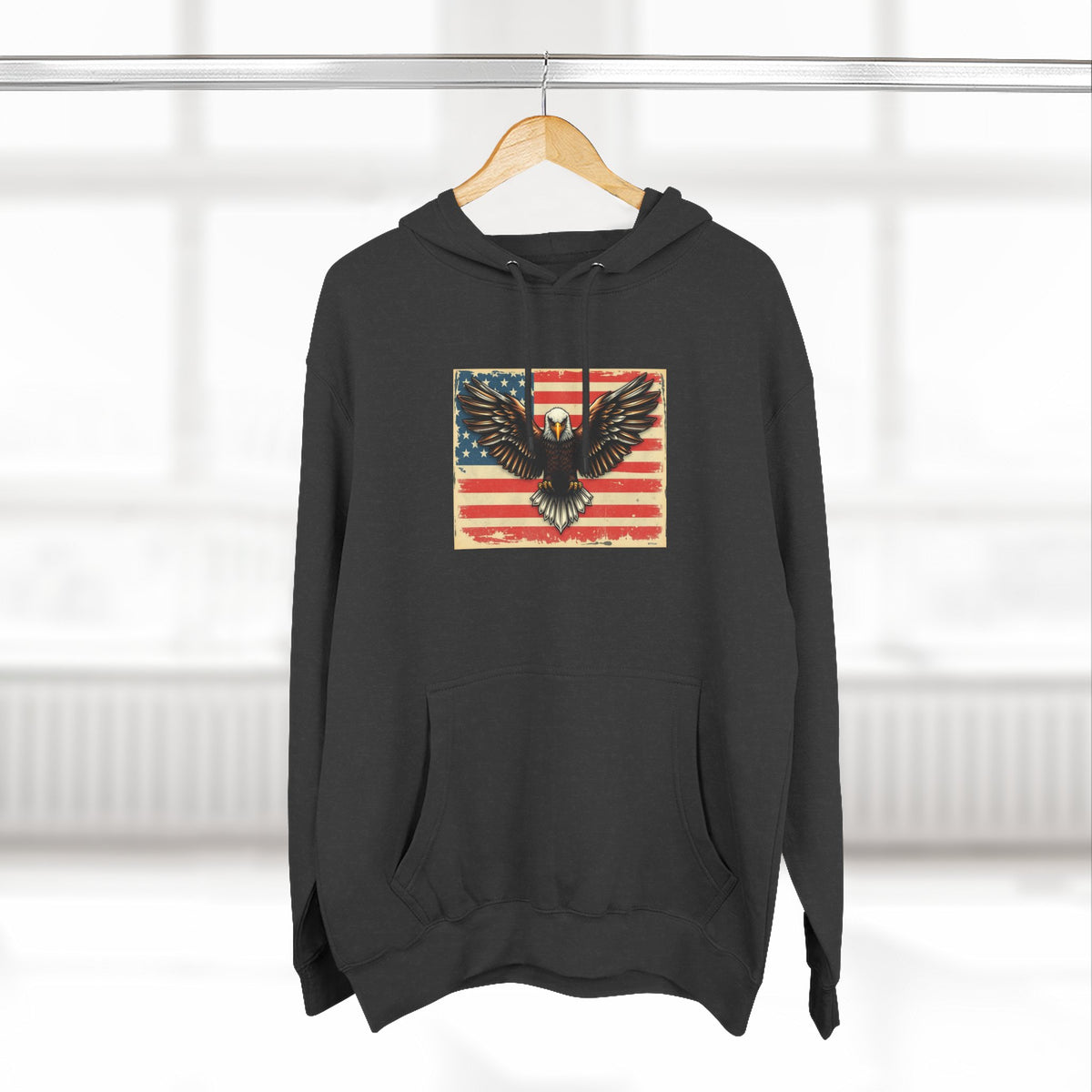 Patriotic Eagle Hoodie — Vintage American Flag Graphic