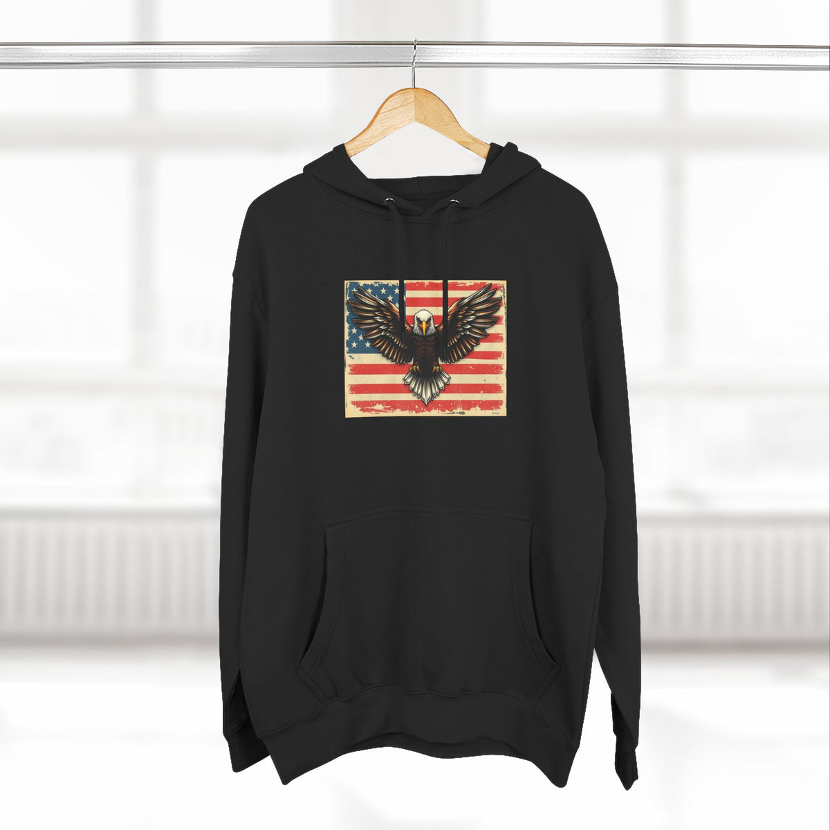Patriotic Eagle Hoodie — Vintage American Flag Graphic