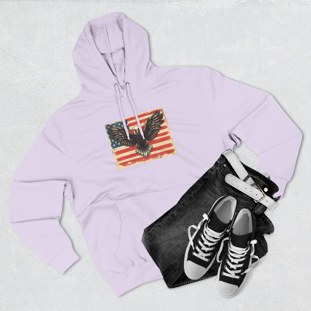 Patriotic Eagle Hoodie — Vintage American Flag Graphic