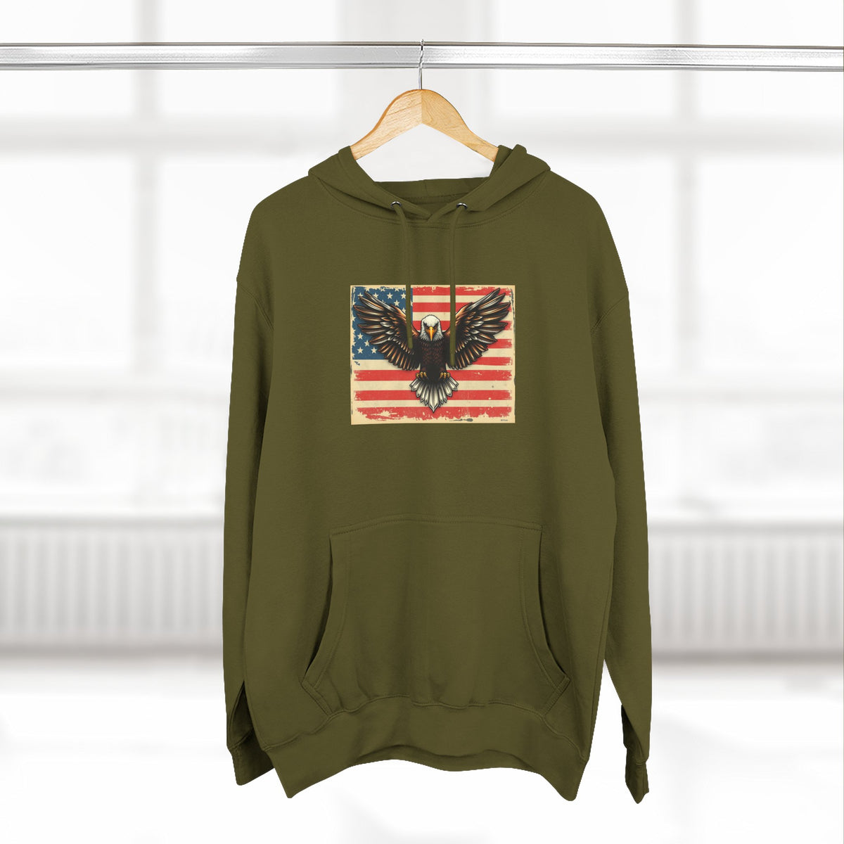 Patriotic Eagle Hoodie — Vintage American Flag Graphic
