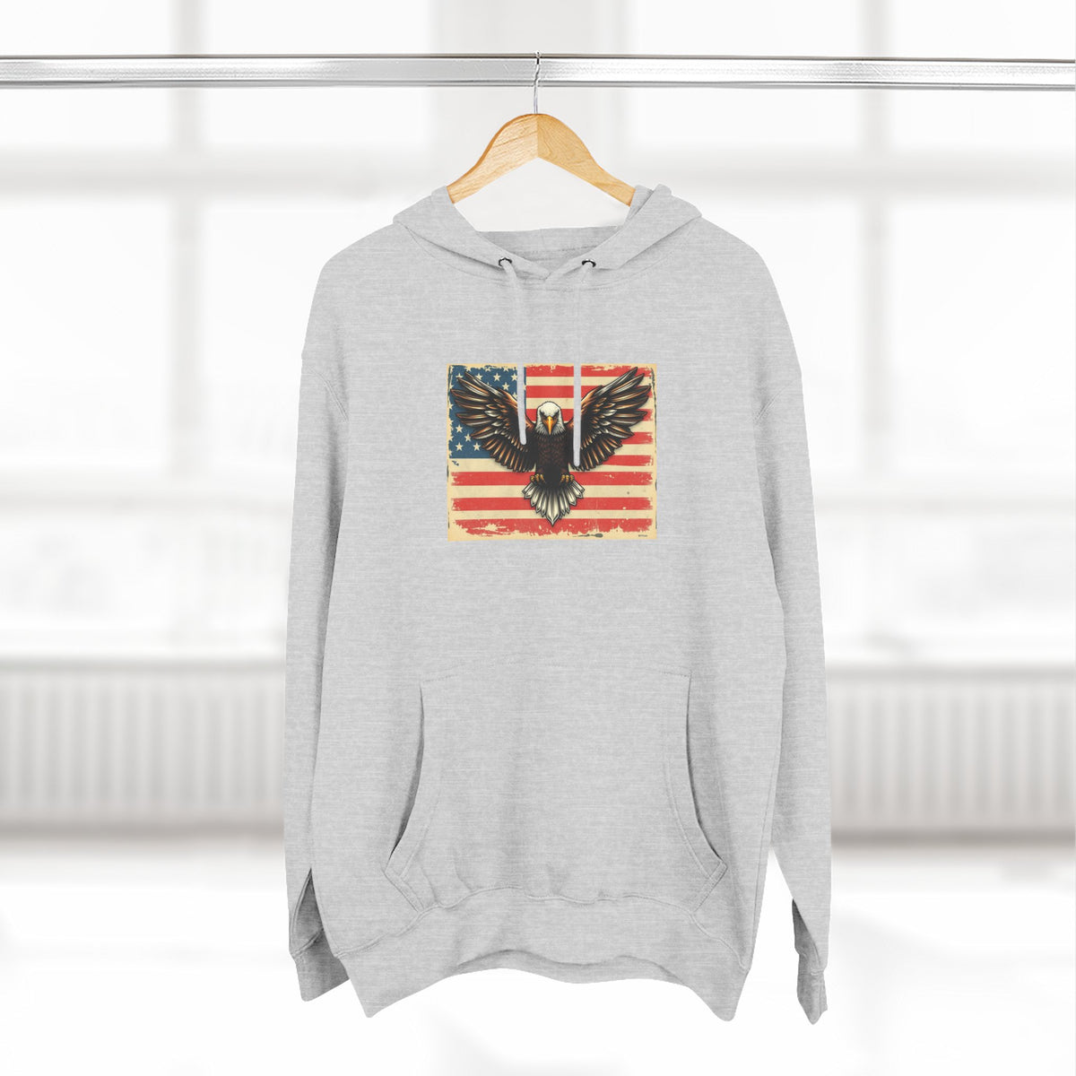 Patriotic Eagle Hoodie — Vintage American Flag Graphic